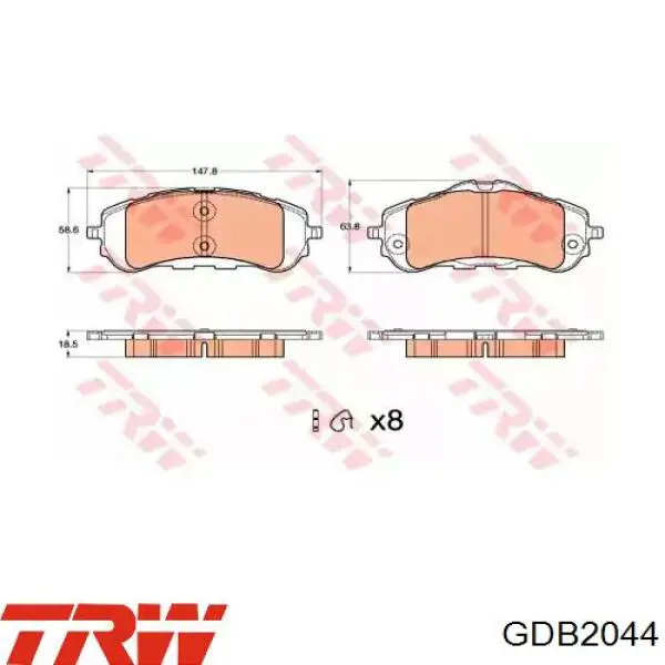 Sapatas do freio dianteiras de disco TRW GDB2044 preço, a partir de 42,72 USD