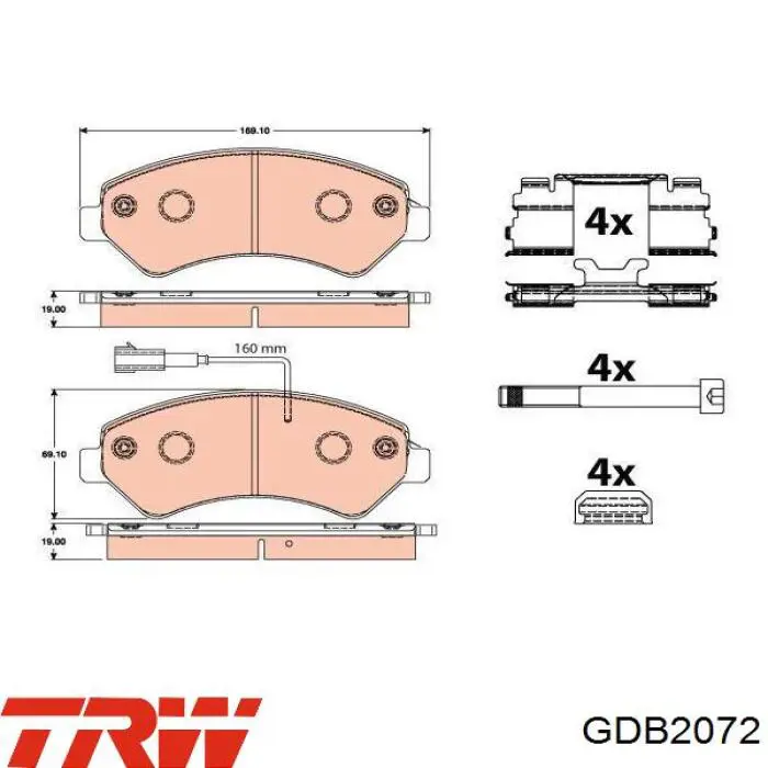 GDB2072 TRW Sapatas do freio dianteiras de disco