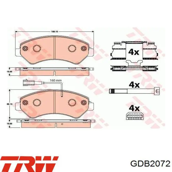 Sapatas do freio dianteiras de disco TRW GDB2072 preço, a partir de 50,81 USD