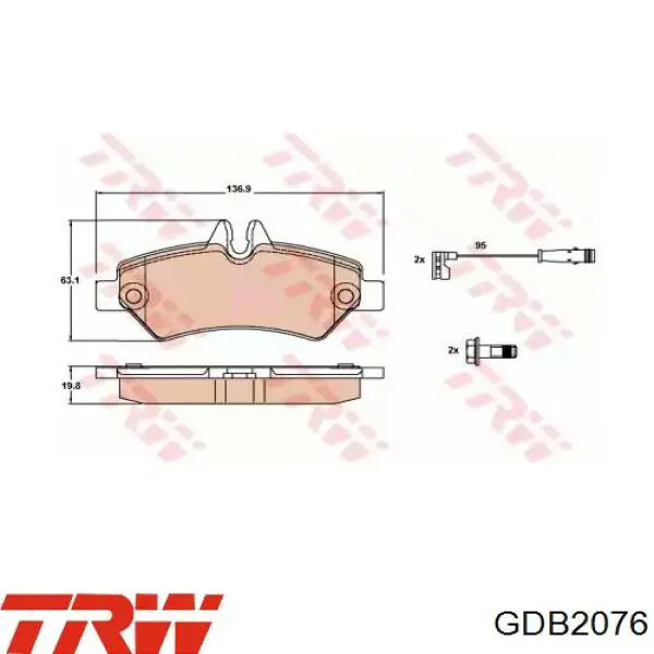 Sapatas do freio traseiras de disco TRW GDB2076 preço, a partir de 40,36 USD
