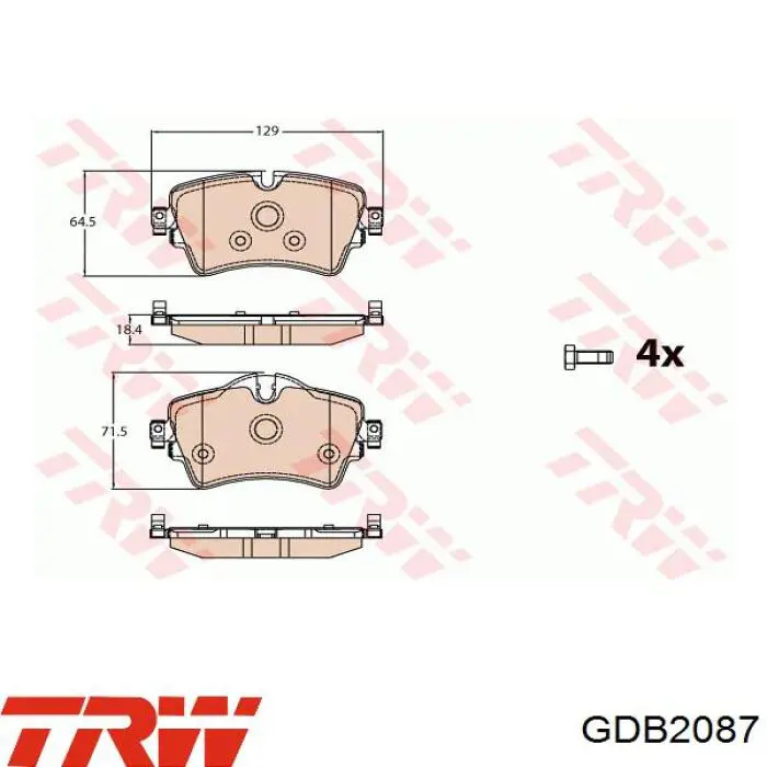 Sapatas do freio dianteiras de disco TRW GDB2087 preço, a partir de 52,67 USD