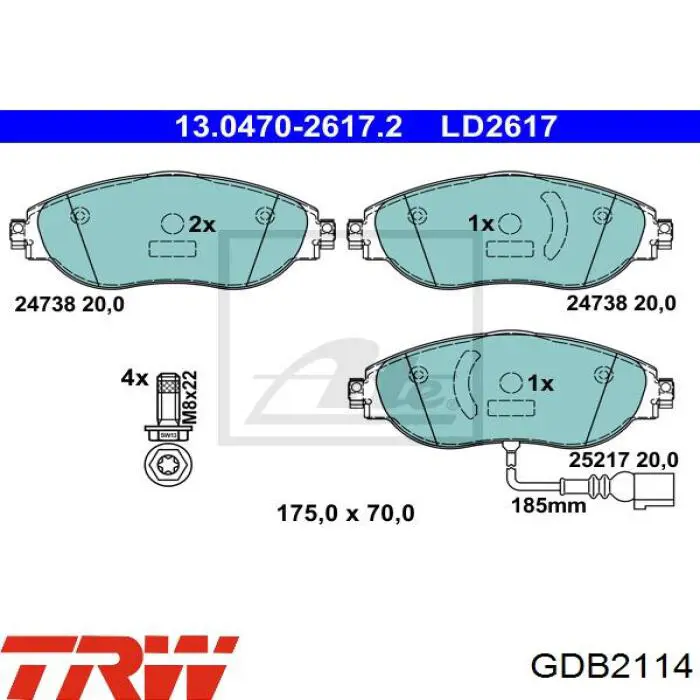 Compre GDB2114 TRW Sapatas do freio dianteiras de disco