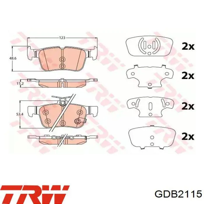 GDB2115 TRW Sapatas do freio traseiras de disco