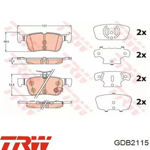 Compre GDB2115 TRW Sapatas do freio traseiras de disco