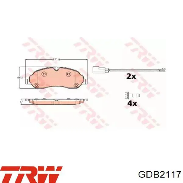 Sapatas do freio dianteiras de disco TRW GDB2117 preço, a partir de 50,20 USD