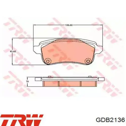Compre GDB2136 TRW Sapatas do freio traseiras de disco