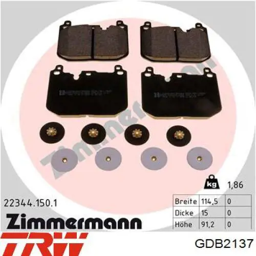 Sapatas do freio dianteiras de disco TRW GDB2137 preço, a partir de 59,67 USD