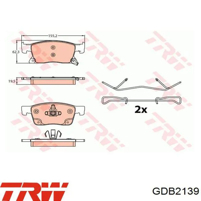 Sapatas do freio dianteiras de disco TRW GDB2139 preço, a partir de 44,09 USD
