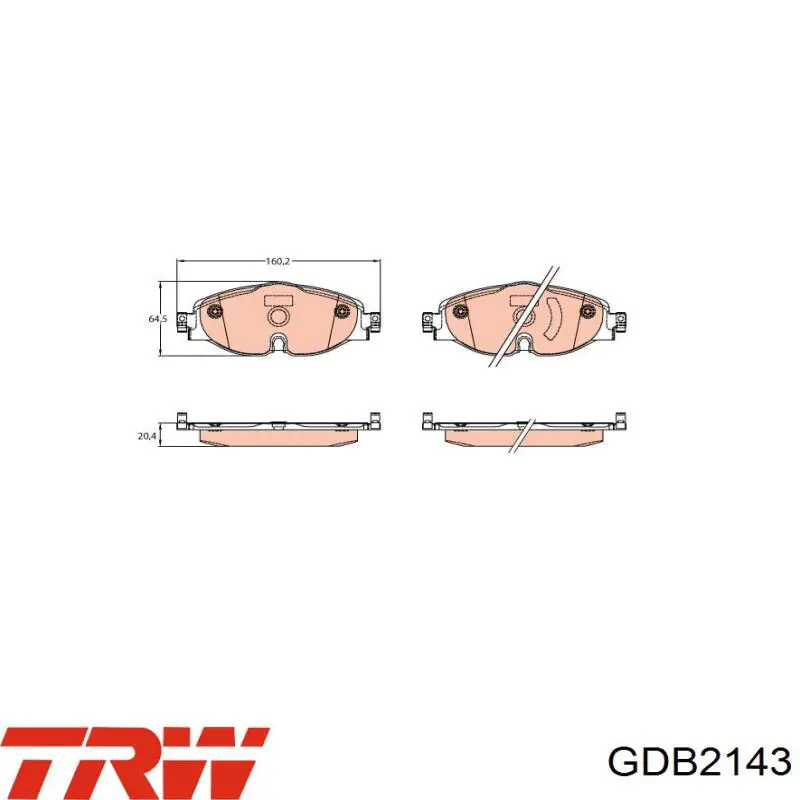 Sapatas do freio dianteiras de disco TRW GDB2143 preço, a partir de 44,47 USD
