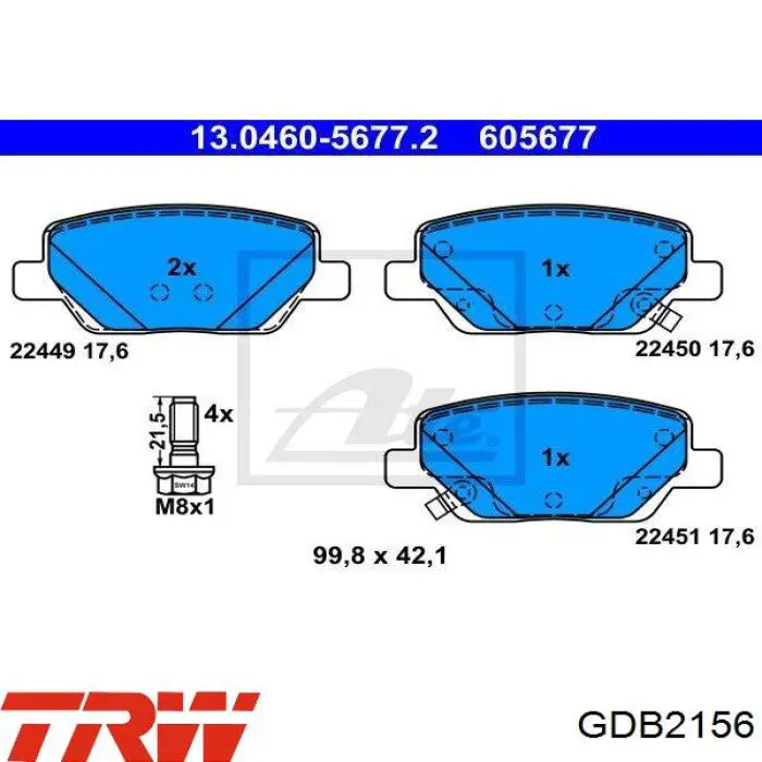 Sapatas do freio traseiras de disco TRW GDB2156 preço, a partir de 31,63 USD