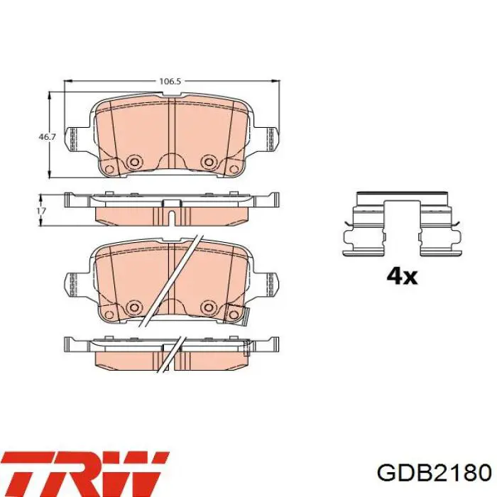 Sapatas do freio traseiras de disco TRW GDB2180 preço, a partir de 37,71 USD