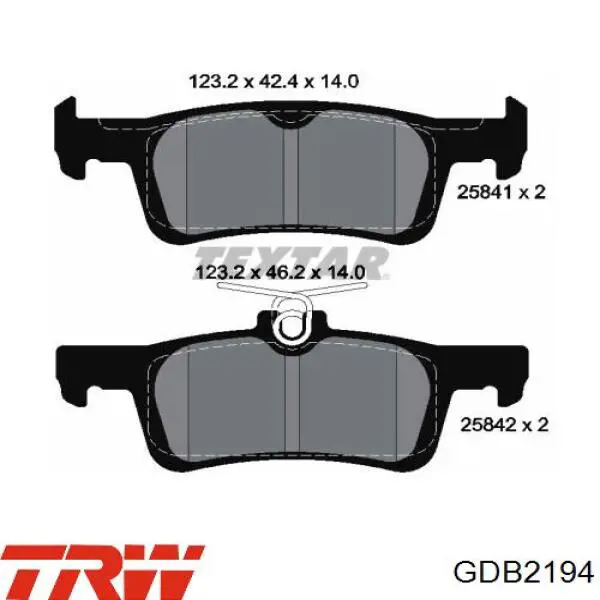 Compre GDB2194 TRW Sapatas do freio traseiras de disco