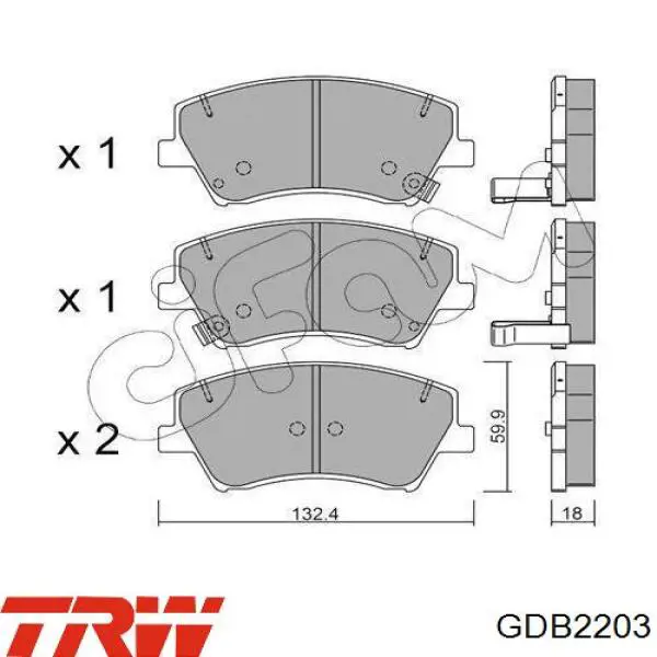 Compre GDB2203 TRW Sapatas do freio dianteiras de disco