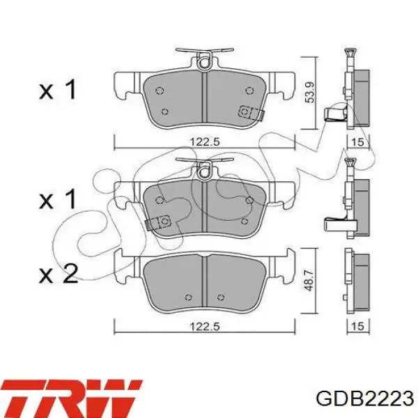 Sapatas do freio traseiras de disco TRW GDB2223 preço, a partir de 47,37 USD