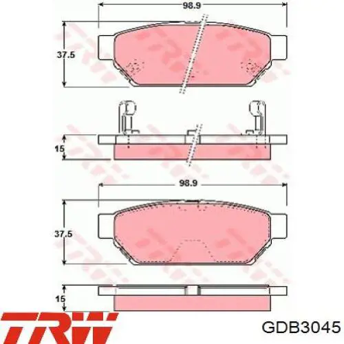 Sapatas do freio traseiras de disco TRW GDB3045 preço, a partir de 24,73 USD