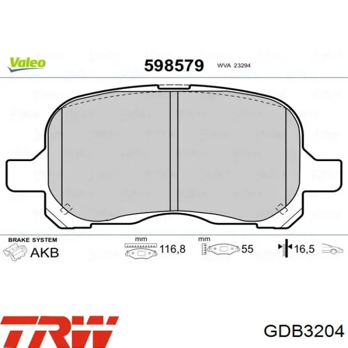 Compre GDB3204 TRW Sapatas do freio dianteiras de disco