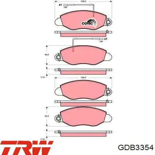 Sapatas do freio dianteiras de disco TRW GDB3354 preço, a partir de 50,66 USD