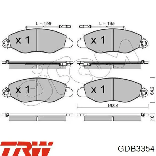 Compre GDB3354 TRW Sapatas do freio dianteiras de disco