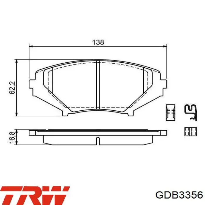 Sapatas do freio dianteiras de disco TRW GDB3356 preço, a partir de 45,46 USD