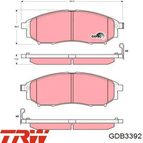 Sapatas do freio dianteiras de disco TRW GDB3392 preço, a partir de 32,06 USD