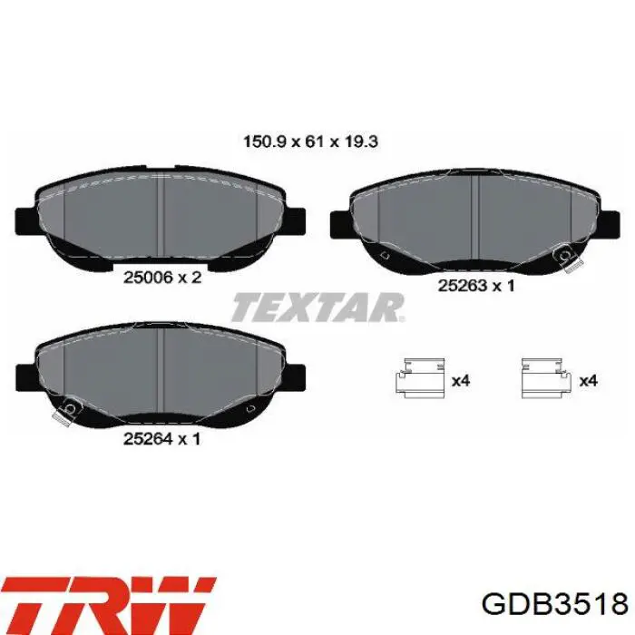 Compre GDB3518 TRW Sapatas do freio dianteiras de disco
