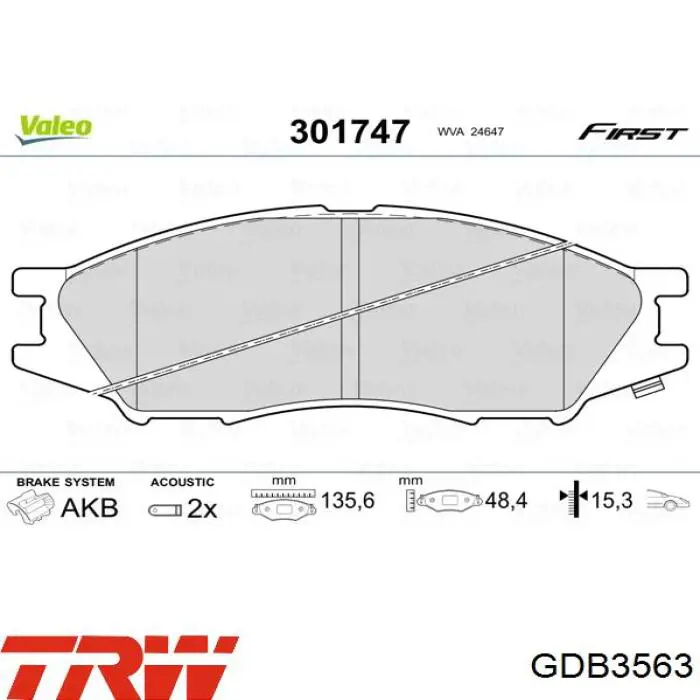 Compre GDB3563 TRW Sapatas do freio dianteiras de disco