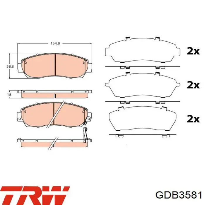 Sapatas do freio dianteiras de disco TRW GDB3581 preço, a partir de 52,00 USD