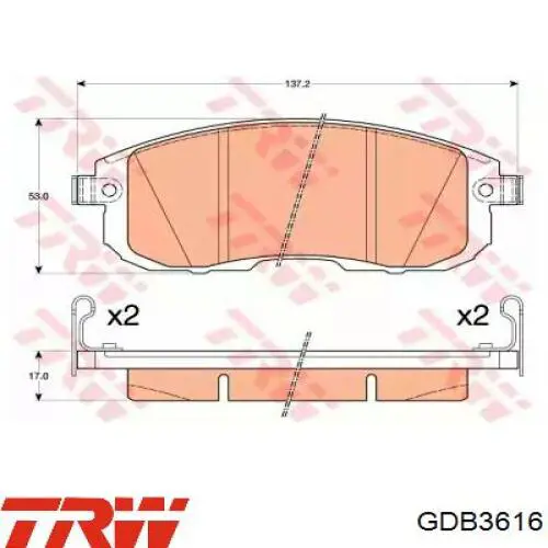 Sapatas do freio dianteiras de disco TRW GDB3616 preço, a partir de 30,49 USD