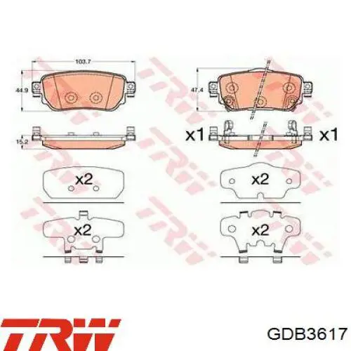 Sapatas do freio traseiras de disco TRW GDB3617 preço, a partir de 25,26 USD