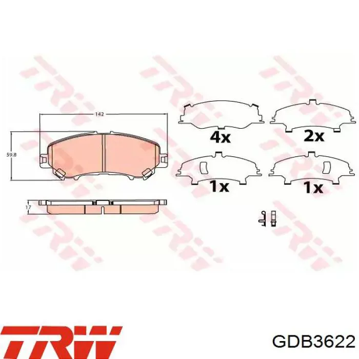 GDB3622 TRW Sapatas do freio dianteiras de disco
