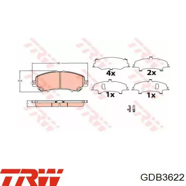 Sapatas do freio dianteiras de disco TRW GDB3622 preço, a partir de 31,55 USD