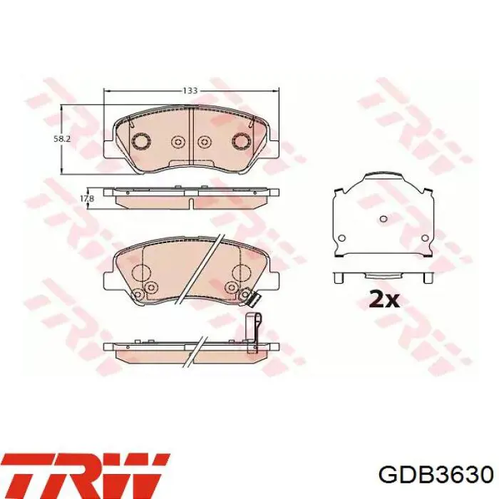 GDB3630 TRW Sapatas do freio dianteiras de disco