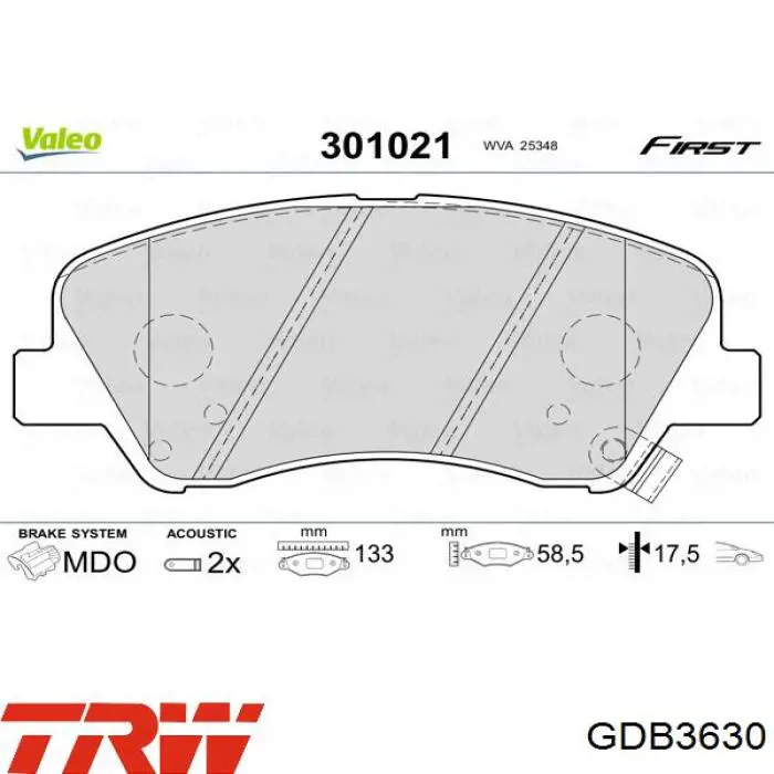 Sapatas do freio dianteiras de disco TRW GDB3630 preço, a partir de 32,20 USD