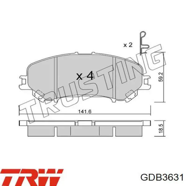 Sapatas do freio dianteiras de disco TRW GDB3631 preço, a partir de 29,91 USD