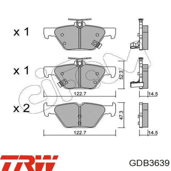 Compre GDB3639 TRW Sapatas do freio traseiras de disco