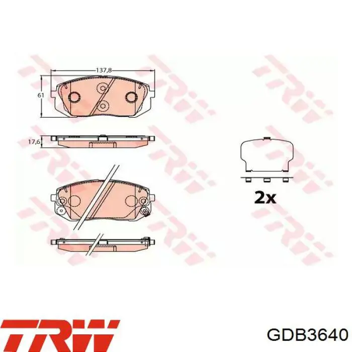 GDB3640 TRW Sapatas do freio dianteiras de disco