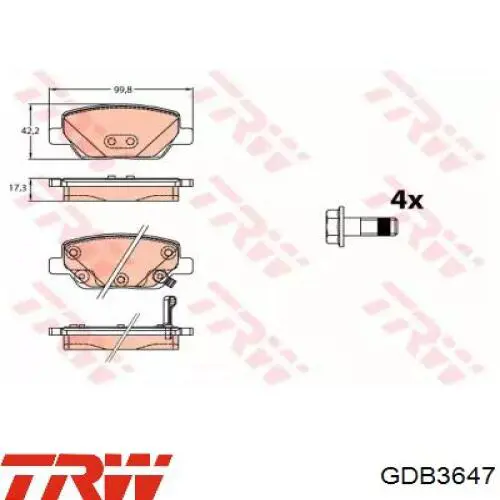 Sapatas do freio dianteiras de disco TRW GDB3647 preço, a partir de 40,36 USD