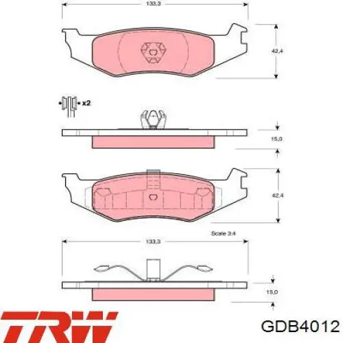 Sapatas do freio traseiras de disco TRW GDB4012 preço, a partir de 37,01 USD