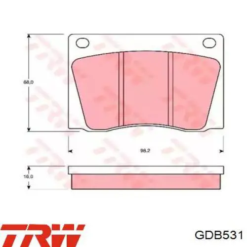 Sapatas do freio dianteiras de disco TRW GDB531 preço, a partir de 29,62 USD