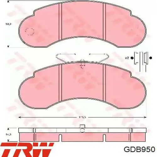 Sapatas do freio dianteiras de disco TRW GDB950 preço, a partir de 44,40 USD
