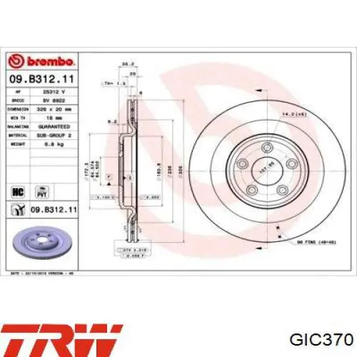 Sensor traseiro de desgaste das sapatas do freio TRW GIC370 preço, a partir de 17,91 USD