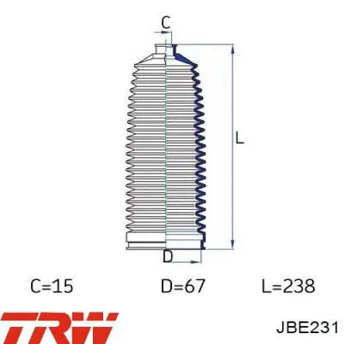 Compre JBE231 TRW Bota de proteção do mecanismo de direção (de cremalheira)