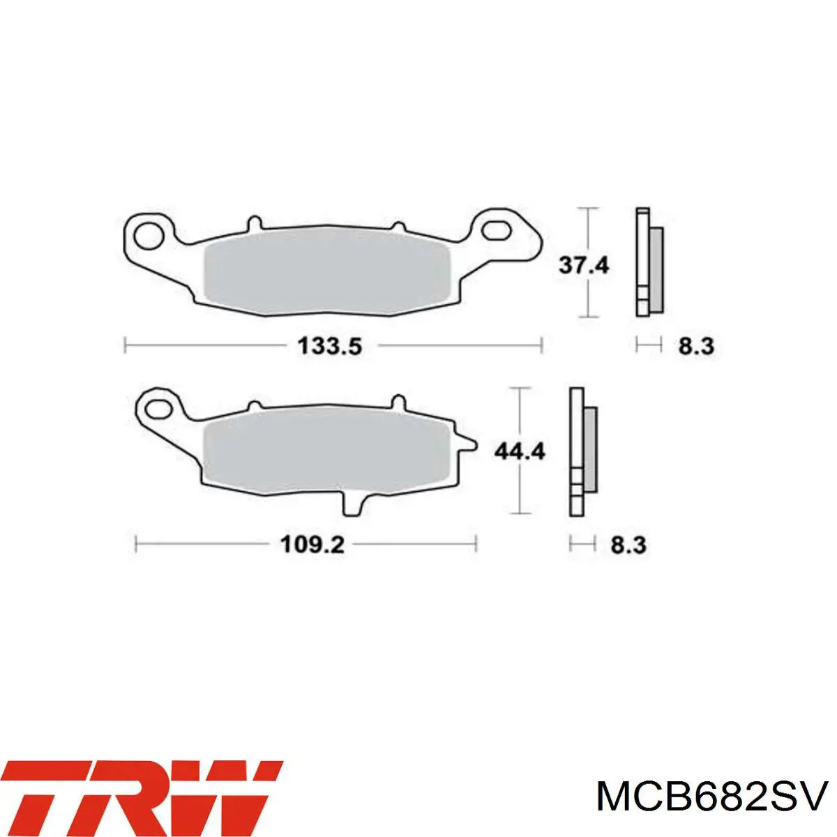 MCB682SV TRW Sapatas do freio dianteiras de disco