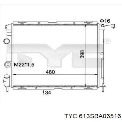 Radiador de esfriamento de motor TYC 613SBA06516 preço, a partir de 107,97 USD