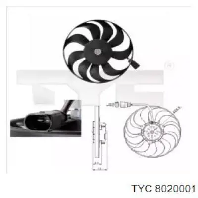 Ventilador elétrico de esfriamento montado (motor + roda de aletas) direito TYC 8020001 preço, a partir de 115,37 USD