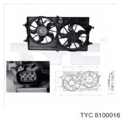 Ventilador elétrico de esfriamento montado (motor + roda de aletas) TYC 8100016 preço, a partir de 65,18 USD