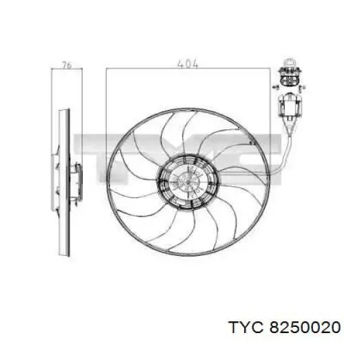 Ventilador elétrico de esfriamento montado (motor + roda de aletas) TYC 8250020 preço, a partir de 187,61 USD