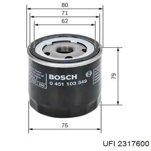 Filtro de óleo UFI 2317600 preço, a partir de 10,02 USD