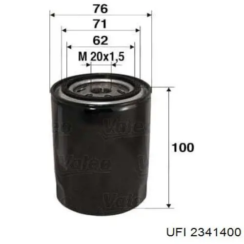 Filtro de óleo UFI 2341400 preço, a partir de 6,73 USD