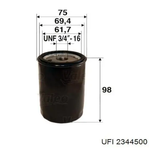 Filtro de óleo UFI 2344500 preço, a partir de 6,76 USD